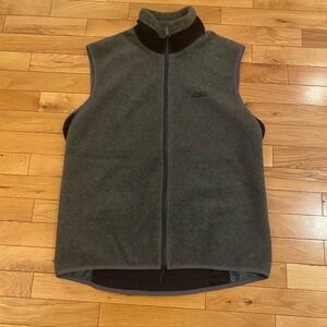 Patagonia Mens Fleece Cycling Vest Gray Black Full Zip Rear Pocket Made in USA M